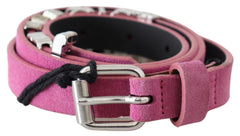 Just Cavalli Pink Silver Chrome Metal Buckle Waist Belt - 90 cm / 36 Inches - Belts