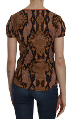 Just Cavalli Snake Skin Print Short Sleeve Top T-shirt - IT44 | M - T-Shirts