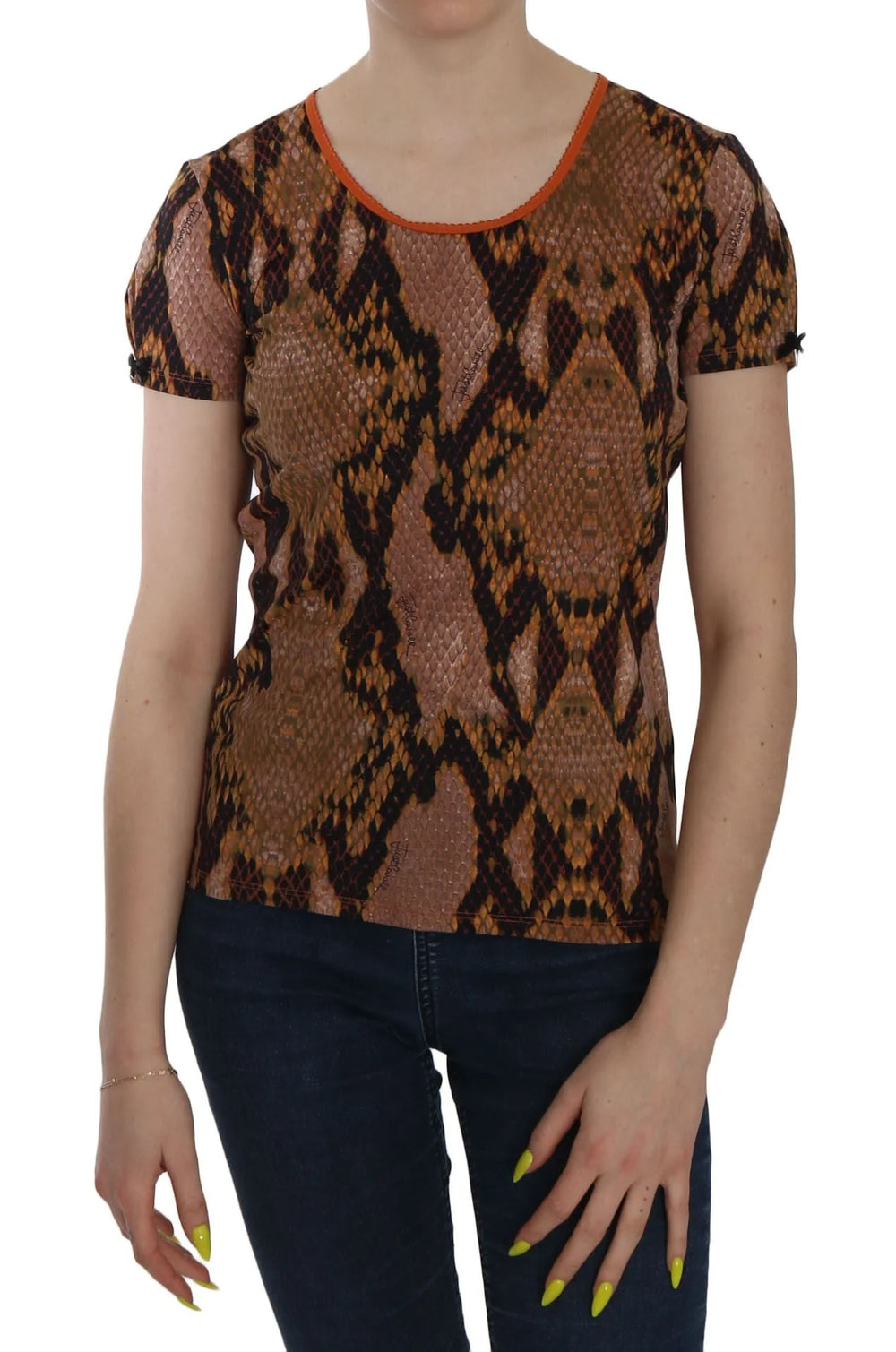 Just Cavalli Snake Skin Print Short Sleeve Top T-shirt - IT44 | M - T-Shirts