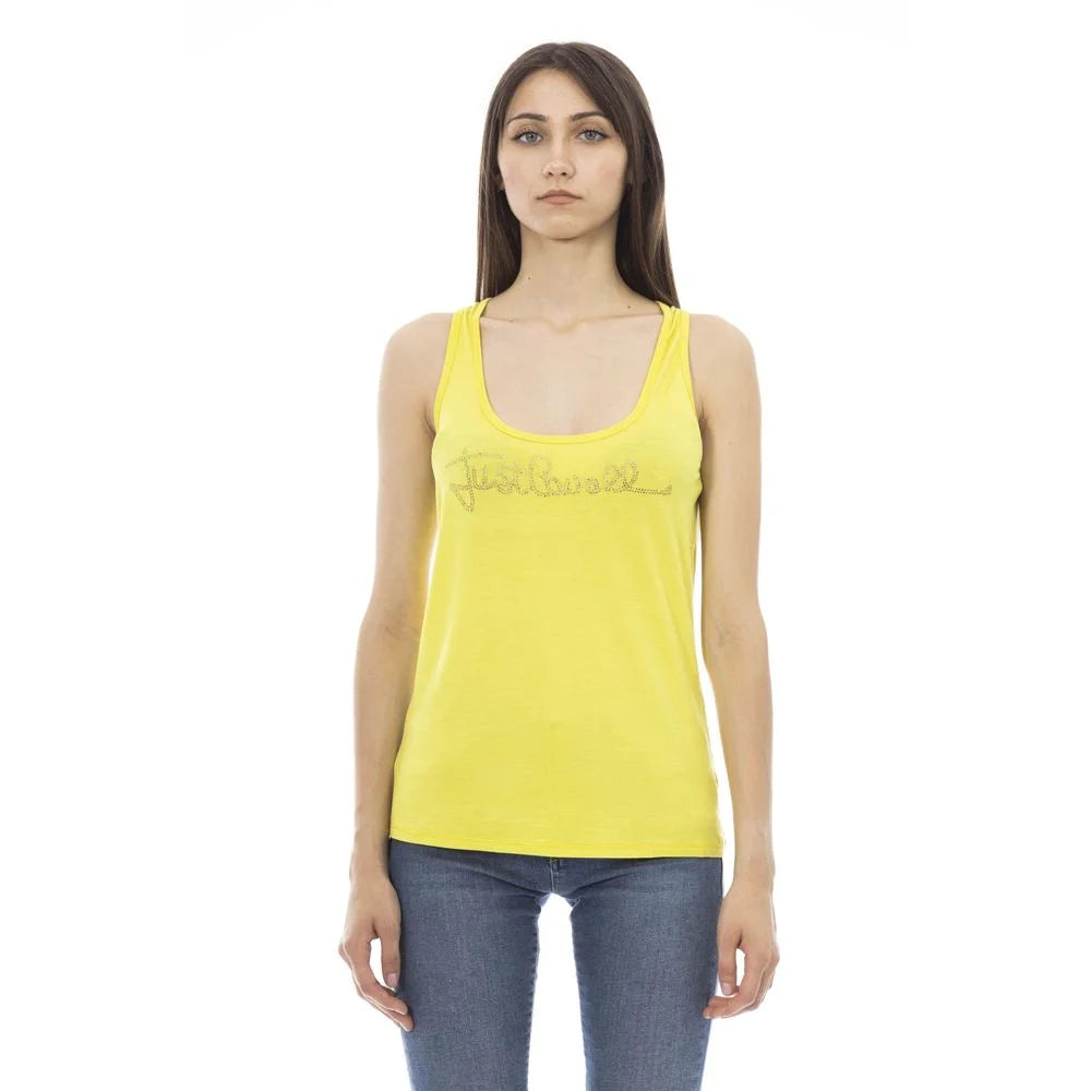 Just Cavalli Yellow Viscose Tank Top - Tank Tops