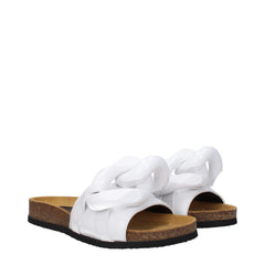 Jw Anderson White Leather Slippers Sandals - Sandals