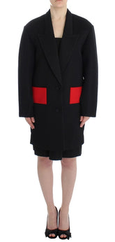 KAALE SUKTAE Black Coat Trench Long Draped Jacket Blazer - Overcoats