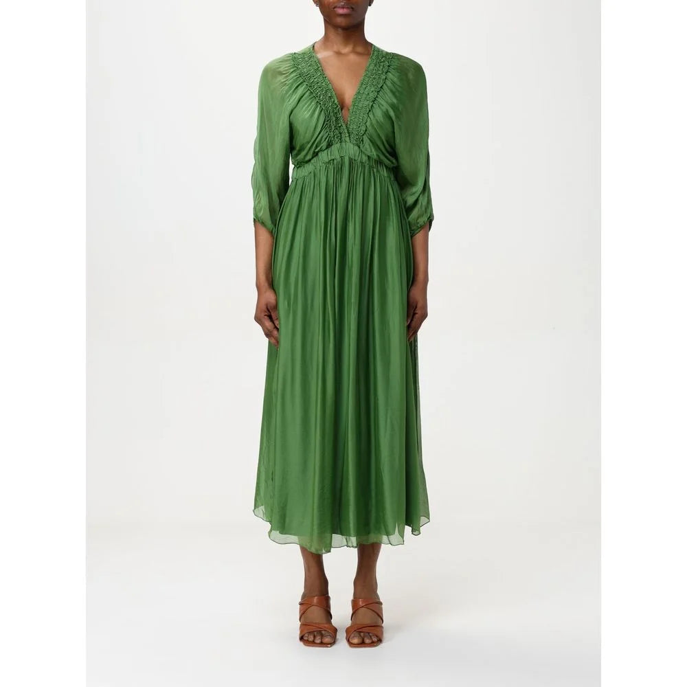 Kaos Green Silk Casual Dress - IT46