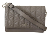 Karl Lagerfeld Elegant Grey Leather Crossbody Bag - Cross Body Bags