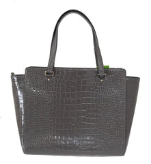 Kate Spade Γκρι Δέρμα με Εμφάνιση Κροκοδειλίου Elissa Bristol Drive Τσάντα Χειρός