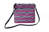 Kate Spade Jae Nylon Leather Flat Pink Striped Multi Crossbody HandBag Purse - Cross Body Bags