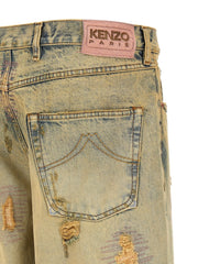 Kenzo Bicolor Cotton Straight-Leg Jeans