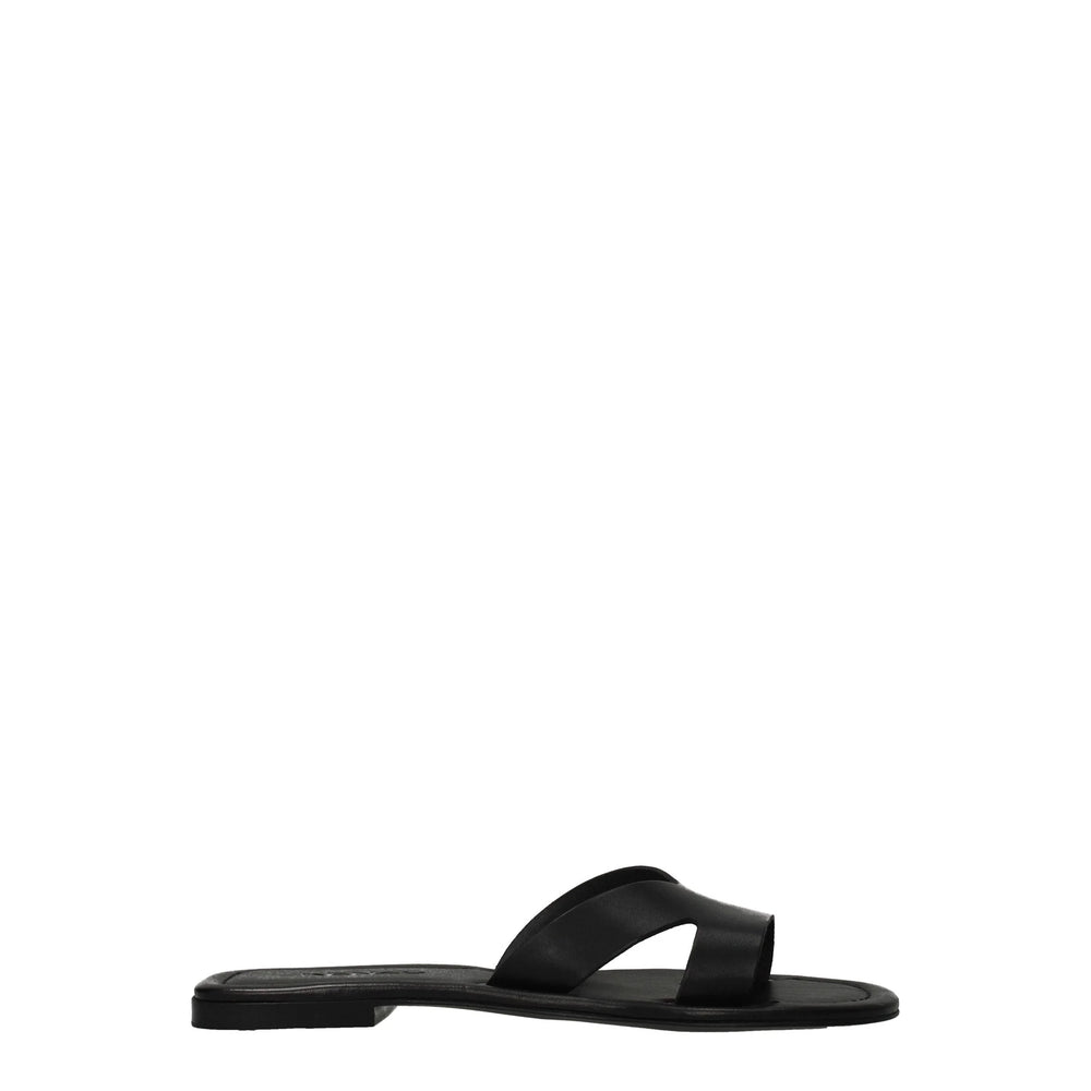 Kenzo Black Leather Slippers Sandals - EU35/US5
