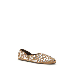 Khaite Beige Calf Leather Bos Taurus Ballet Flats