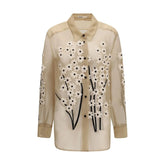 Khaite Beige Silk Pattern Shirt - S