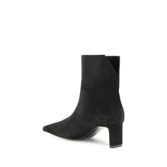 Khaite Black Calf Leather Bos Taurus Ankle Boots