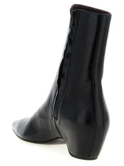 Khaite Black Calfskin Ankle Boots