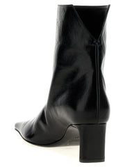 Khaite Black Calfskin Ankle Boots