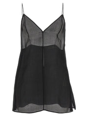 Khaite Black Silk Tank Tops