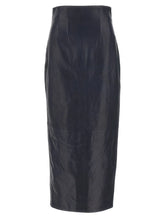 Khaite Blue Lamb Leather Midi Skirt - 2