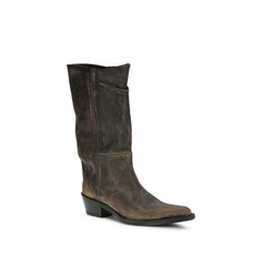 Khaite Brown Calf Leather Bos Taurus Boots - EU37.5/US7.5