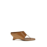 Khaite Brown Calf Leather Bos Taurus Platform Sandals - EU38.5/US8.5