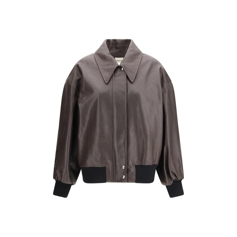 Khaite Brown Leather Jacket - S - Coats & Jackets