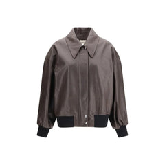 Khaite Brown Leather Jacket - S - Coats & Jackets