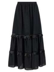 Kiton Black Linen Mini Skirt - IT42
