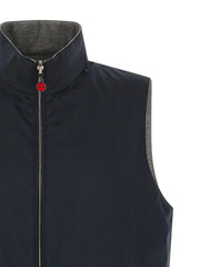 Kiton Blue Cotton Sleeveless Jacket