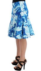 Koonhor Blue Peplum Fresco-Print Straight Pencil Skirt - IT42|M - Skirts