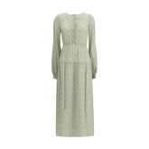 Kristina Ti Silk long Dress with foliage print - Dresses