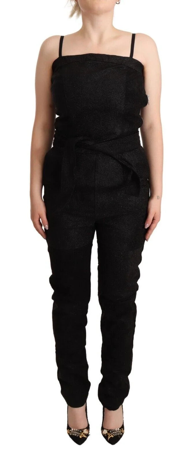 La Maison du Couturier Black Spaghetti Strap Jumpsuit Dress - One-Pieces