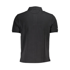 La Martina Black Cotton Men Polo Shirt - Polos