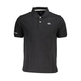 La Martina Black Cotton Men Polo Shirt - Polos