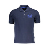 La Martina Blue Cotton Men Polo Shirt - M