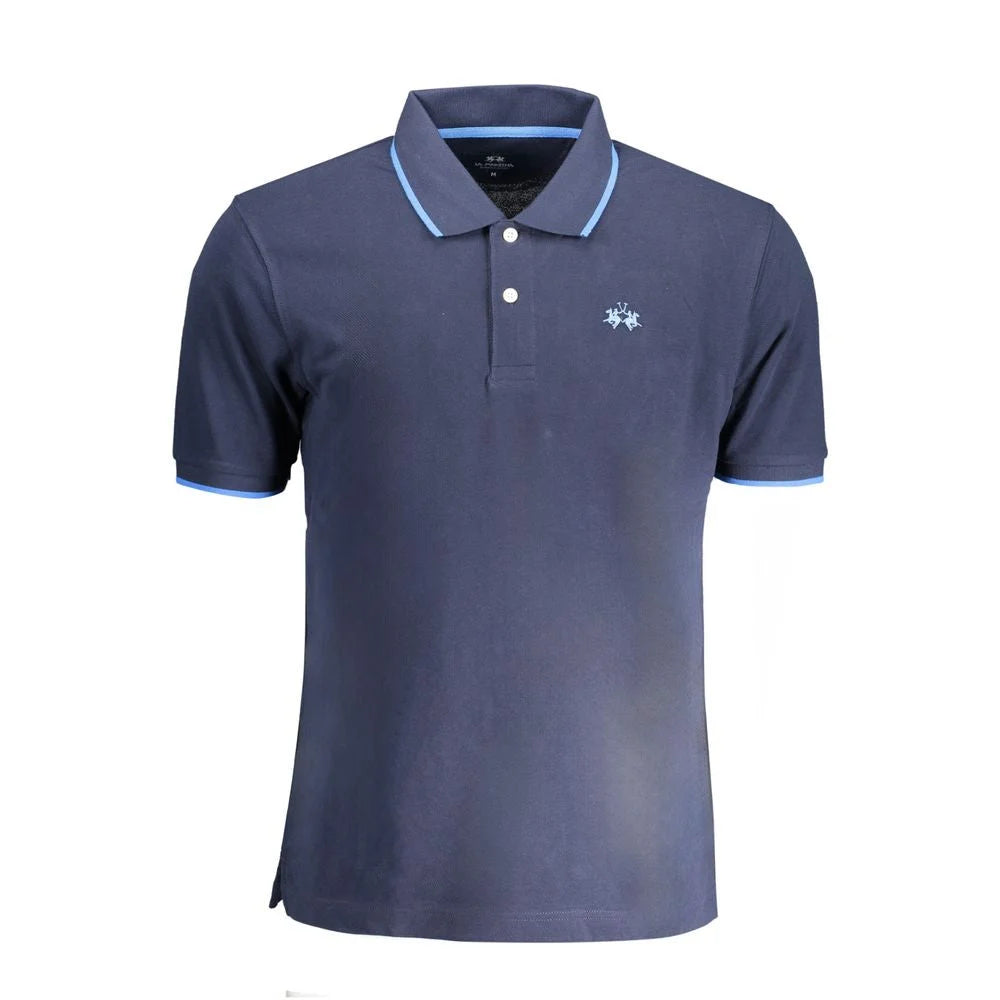 La Martina Blue Cotton Men Polo Shirt - Polos