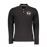 La Martina Elegant Long Sleeved Black Polo for Men - Polos