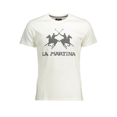 La Martina Elegant White Cotton Crew Neck Tee - T-Shirts
