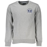 La Martina Gray Cotton Men’s Crewneck Sweater - Sweatshirts