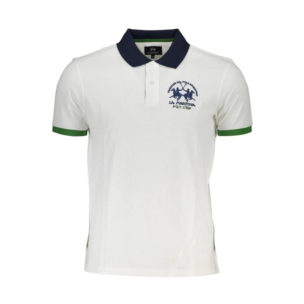 La Martina White Cotton Men Polo Shirt - Polos