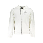 La Martina White Cotton Men Sweater with Hood and Zip Pockets