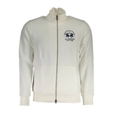 La Martina White Cotton Men Sweater With Zip and Pockets - Sweatshirts