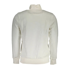 La Martina White Cotton Men Sweater With Zip and Pockets - Sweatshirts