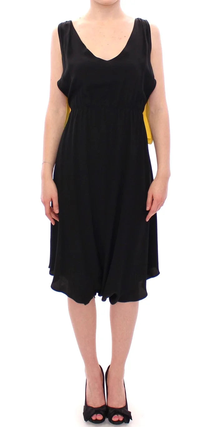 Lamberto Petri Black Yellow Silk Shift Sheath Coctail Dress - IT42|M - Dresses