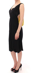 Lamberto Petri Black Yellow Silk Shift Sheath Coctail Dress - IT42|M - Dresses