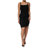 Laneus Black Square Neck Bodycon Ruched Mini Dress - IT38 | XS - Dresses