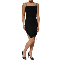 Laneus Black Square Neck Bodycon Ruched Mini Dress - IT38 | XS - Dresses