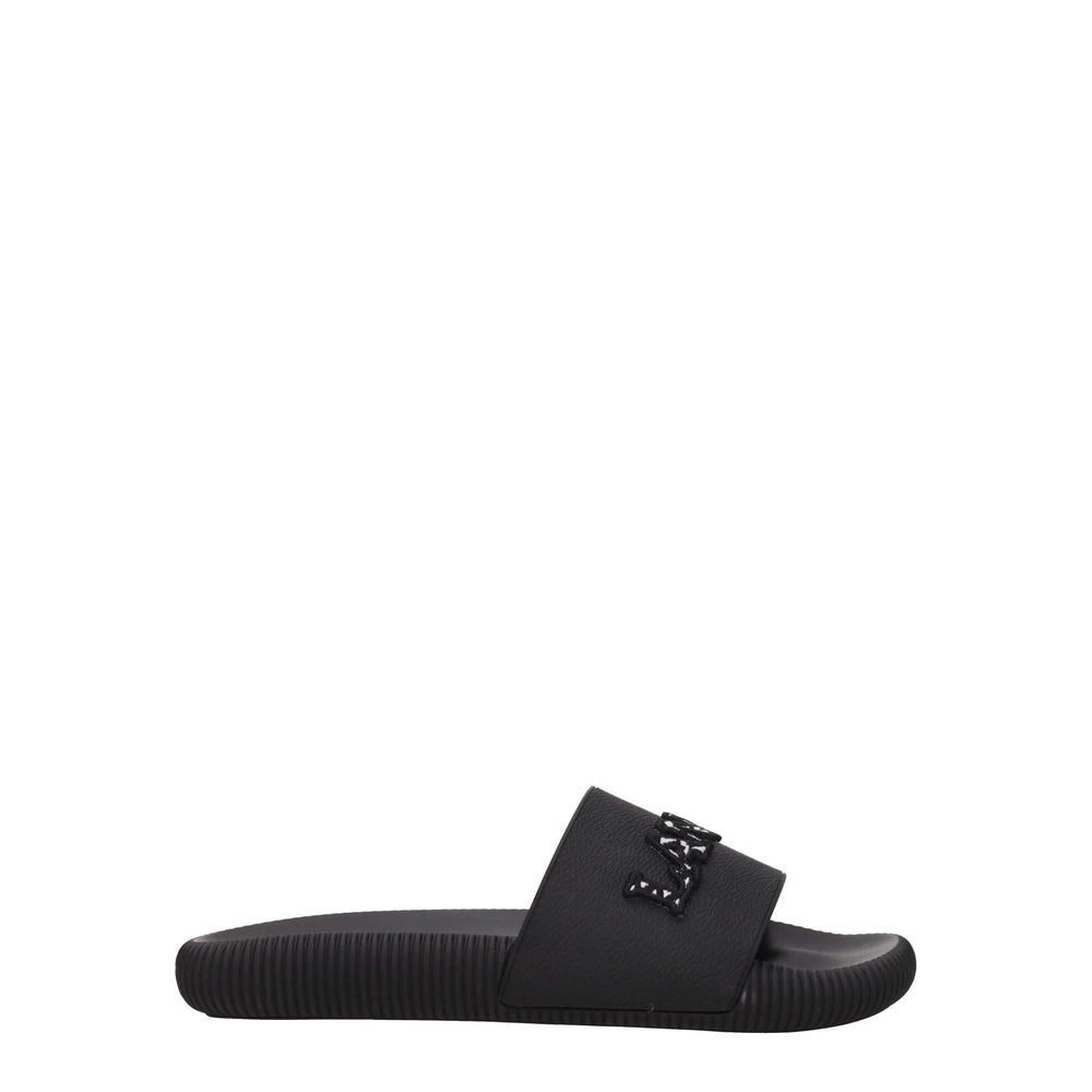Lanvin Black Cotton Slippers Sandals