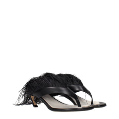 Lanvin Black Leather Flip-Flop Sandals - EU36/US6
