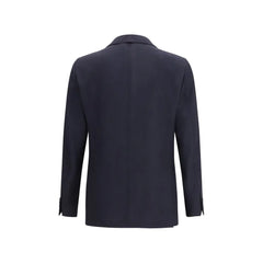 Lardini Blue Fleece Wool Blazer