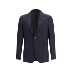 Lardini Blue Fleece Wool Blazer
