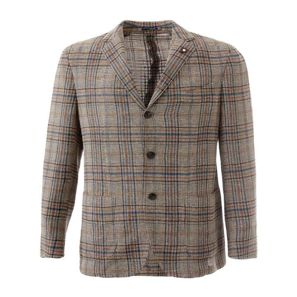 Lardini Elegant Multicolor Linen Jacket - IT52 | XL - Sport Jackets