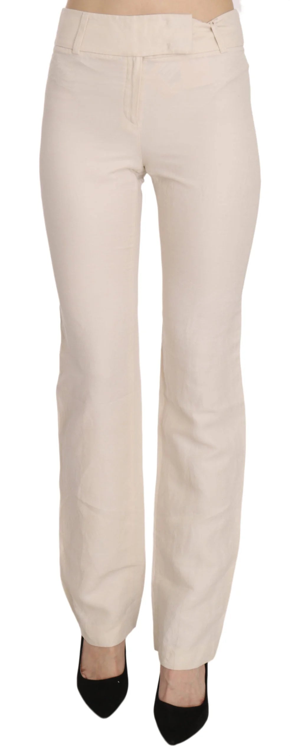 LAUREL White High Waist Silk Blend Flared Dress Trousers Pants - Trousers