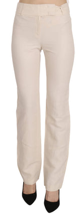 LAUREL White High Waist Silk Blend Flared Dress Trousers Pants - Trousers